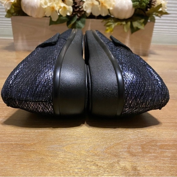 Alegria Lauryn Metallic Comfort Slip On Loafers Blue EU 37 Wide NWOB - Picture 9 of 15
